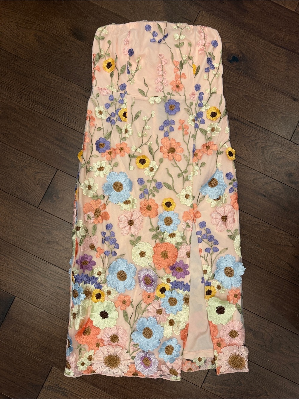 Cassie Strapless Floral Embroidered Midi Dress Large NWT - C39-311